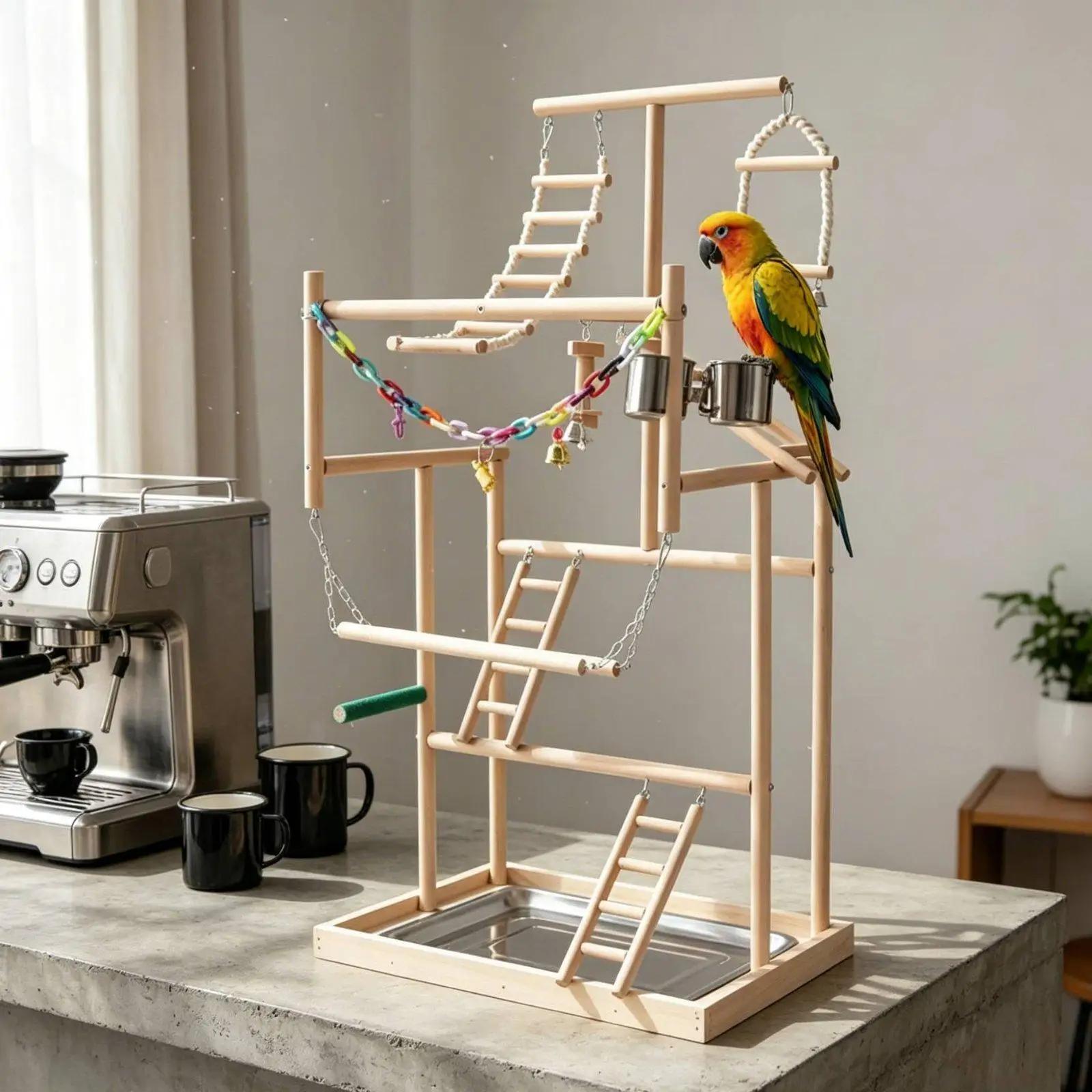 Bird Play Stand Platform Ladder Training Gym Parrot Playground Enrichment Perch for Cage Accessories