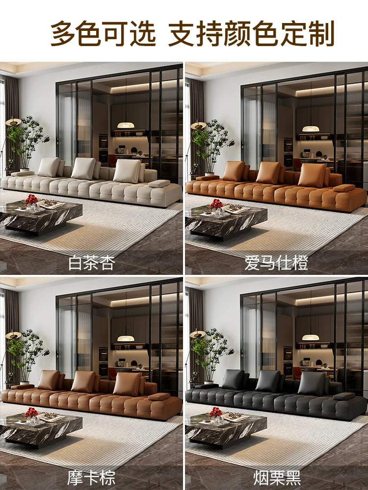 Light luxury leather sofa first layer cowhide Italian minimalist new luxury living room corner designer sofa Lawrence