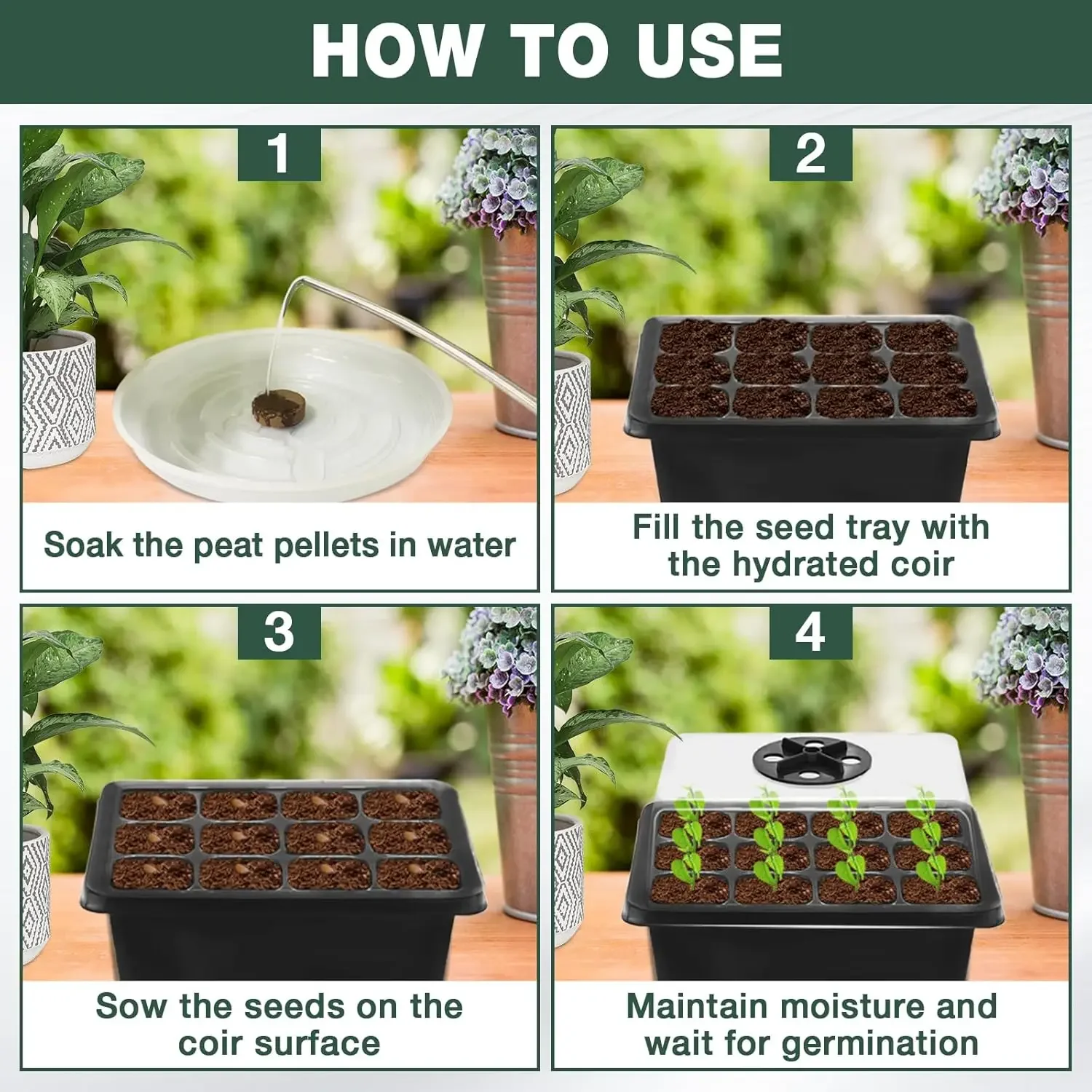 5 10 Pack Seeds Starter Tray Mini Greenhouse Plant Starter Kit With Ventilation Hole 12 Grids Growing Cultivation Planting Box