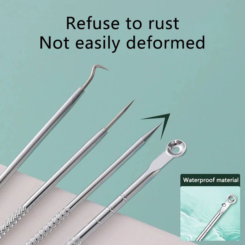 Set da 4 pezzi di aghi per la rimozione dell'acne, set di aghi per l'acne ultrafine, rimozione dei punti neri, spremitura e strumento per la pulizia