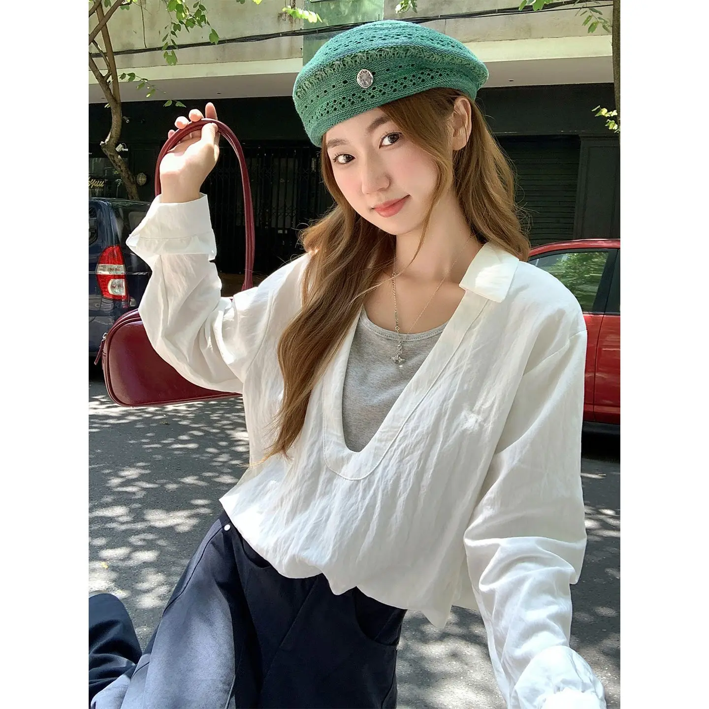 Splicing Fake Two-piece Long-sleeved Shirt Women's Autumn New Design Sense Loose Temperament Small Shirt
