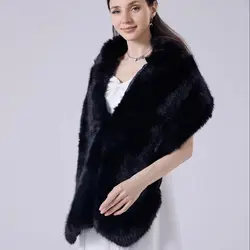 Ręcznie robiona, czysta kolorowa imitacja futra lisa, damska sukienka, peleryna w stylu cheongsam, szal, ciepły szalik na zewnątrz