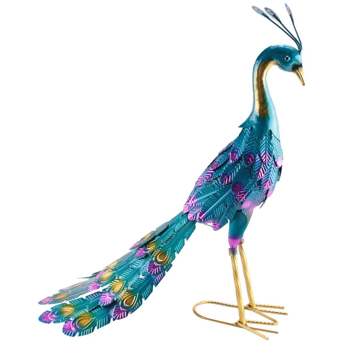 

Multicolor Metallic Peacock Statue Metallic Peacock Statue Outdoor Garden, Patio, Deck, Porch-Yard Art Decoration