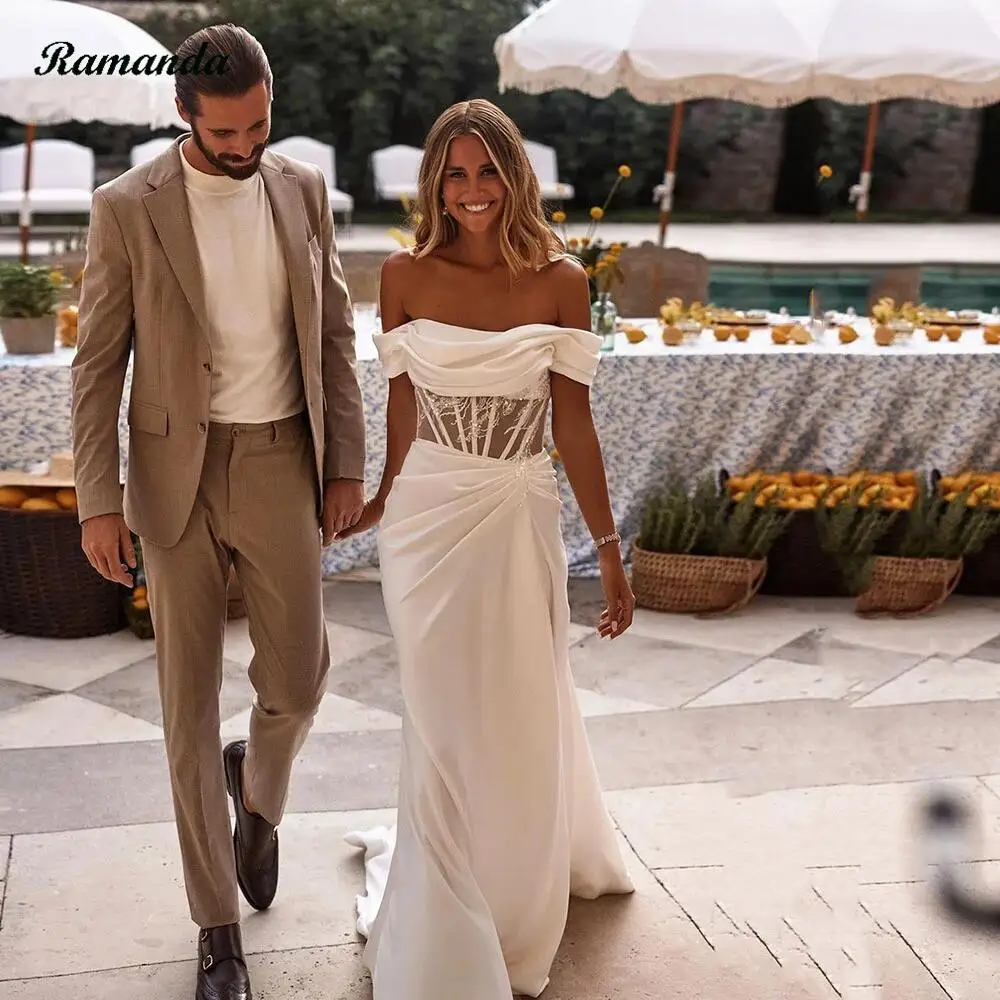 Simple Wedding Dresses Halter Sleeveless Backless High Split Hem Train Wedding Dresses For Wedding Bridesmaid Birthday Holiday