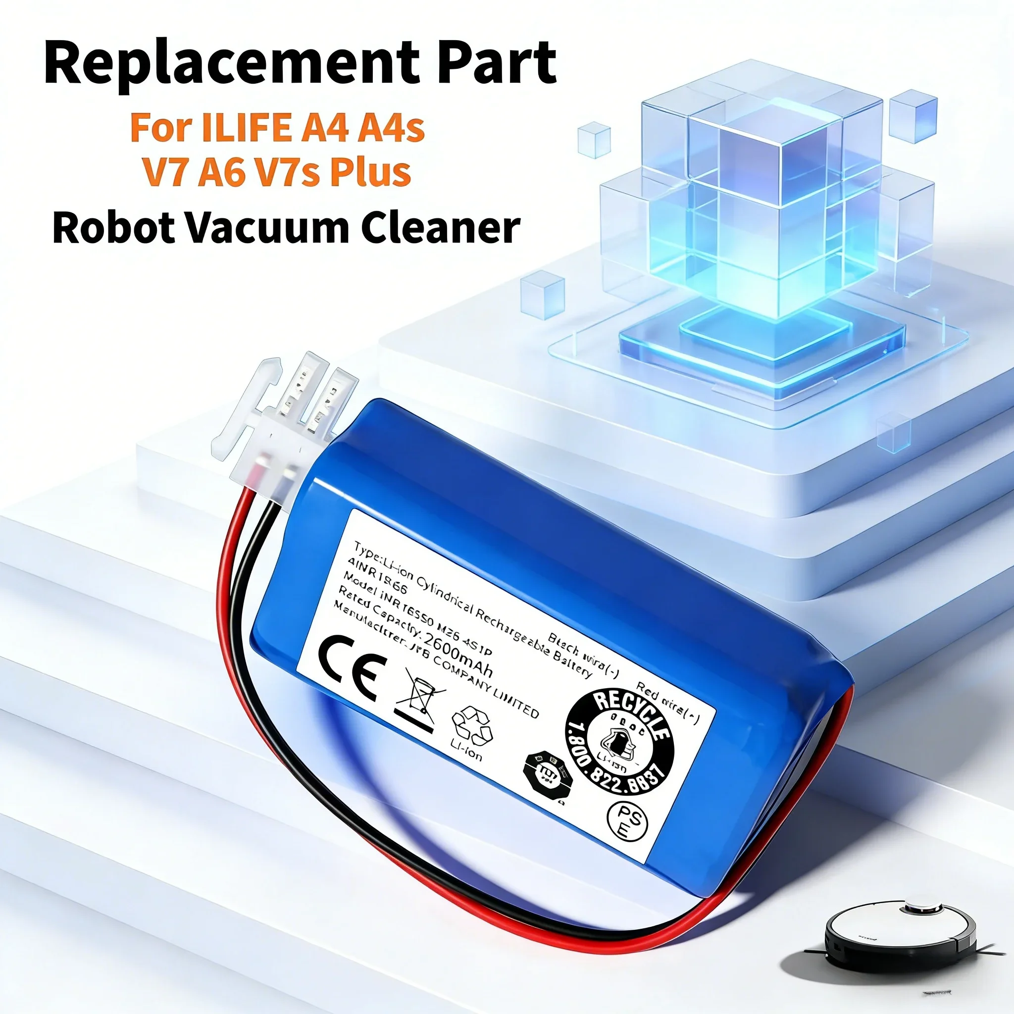 

Аккумулятор 3200 мАч 14.4В, совместимый с роботами-пылесосами ILIFE A4, A4s, A6, A7, A8, A9, V7, V7S