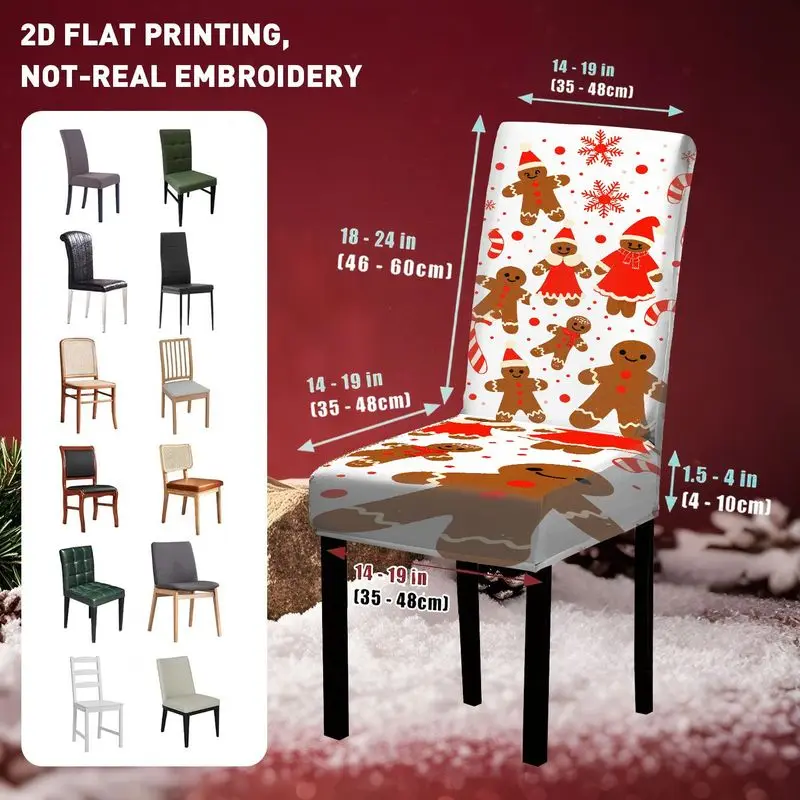 4/6 قطعة أغطية كراسي الطعام الزنجبيل رجل دمية نمط آلة قابل للغسل للإزالة غرفة المعيشة كرسي ديكور الغطاء الواقي
