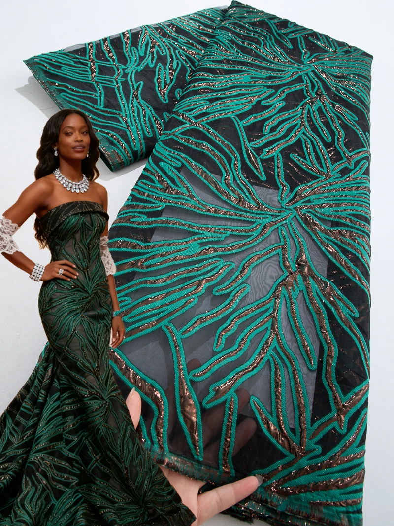 

Jacquard African Lace Fabric Nigerian Brocade Lace High Quality Damask Fabric for Women Party Dresses Sewing Latest,5Yards4579