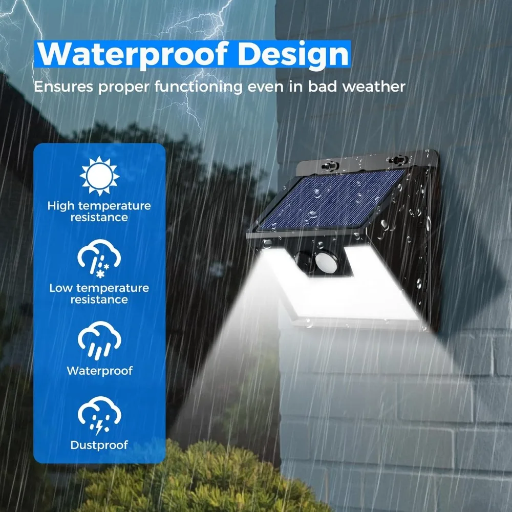 Outdoor waterproof solar lights [12 packs /140 leds], 3 lighting modes outdoor solar motion sensor lights