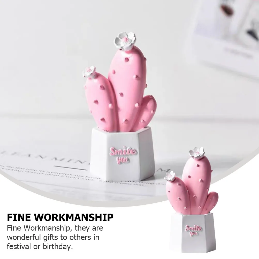 

1Pcs Pink Resin Cactus Home Resin Craft Eco Friendly Simulation Potted Plant Photo Prop Creative Bonsai Ornament