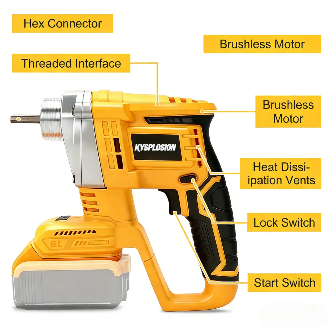Cordless Electric Concrete Vibrator with Shaft Rod For Dewalt 20V battery Mixing and Compacting Building Concrete power tools
