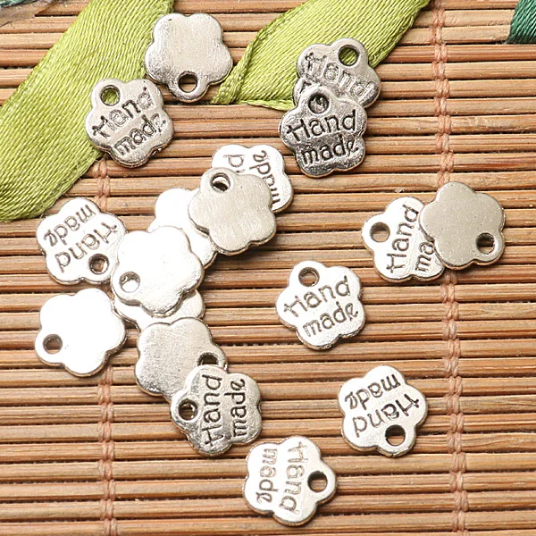 100pcs 8mm Dark Silver Color Hand Made Lettering Charms EF2700 Charms for Jewelry Making