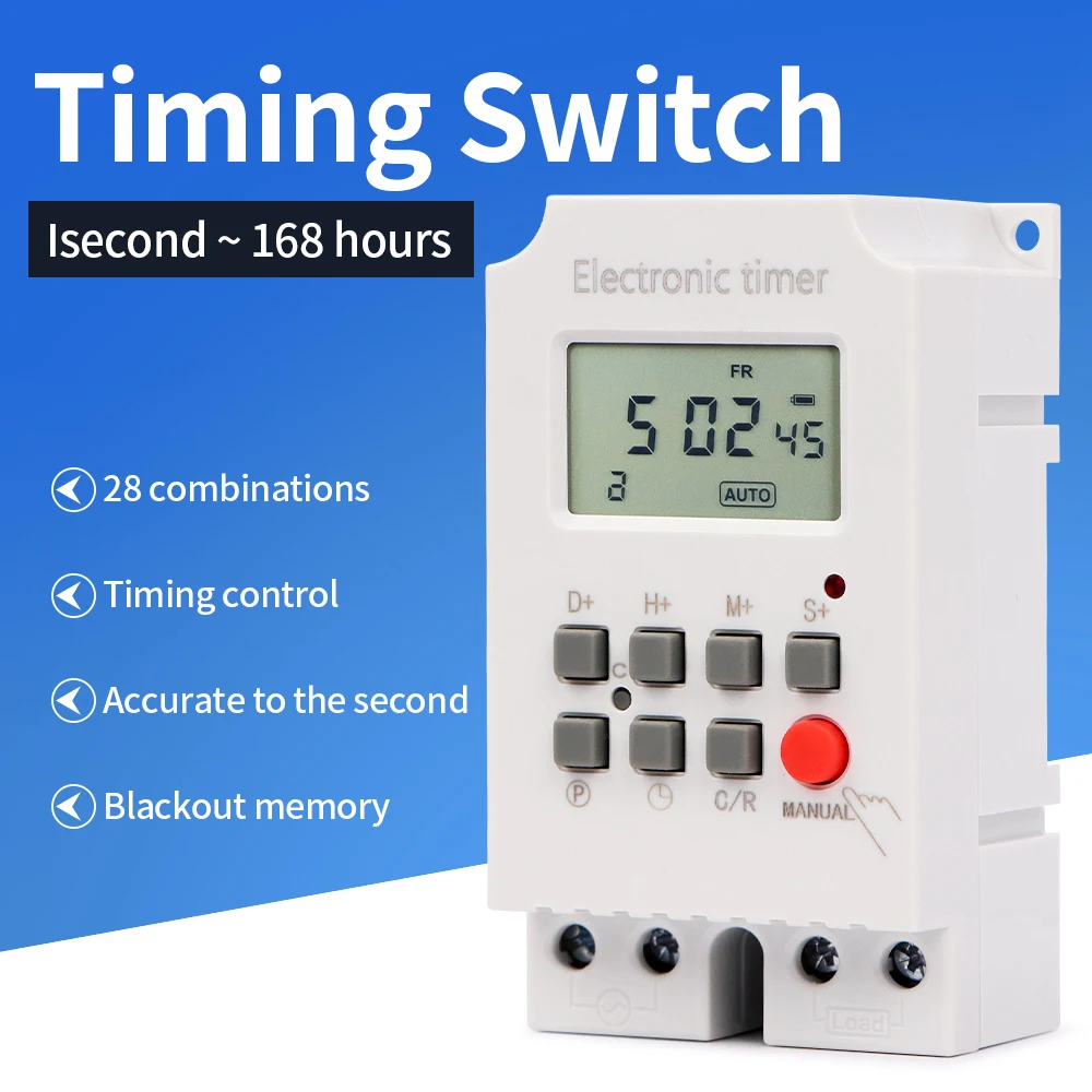 Digital Timer Switch 7 Days Weekly Automatic Timer Programmable Relay Timing Control High Load 220V 25/30A Power Outage Memory