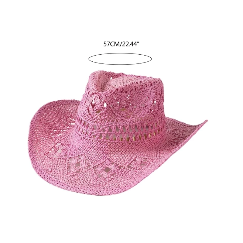 Cappelli da cowboy in stile etnico Cappelli da cowboy per fughe in spiaggia da donna Cappello con tessitura paglia