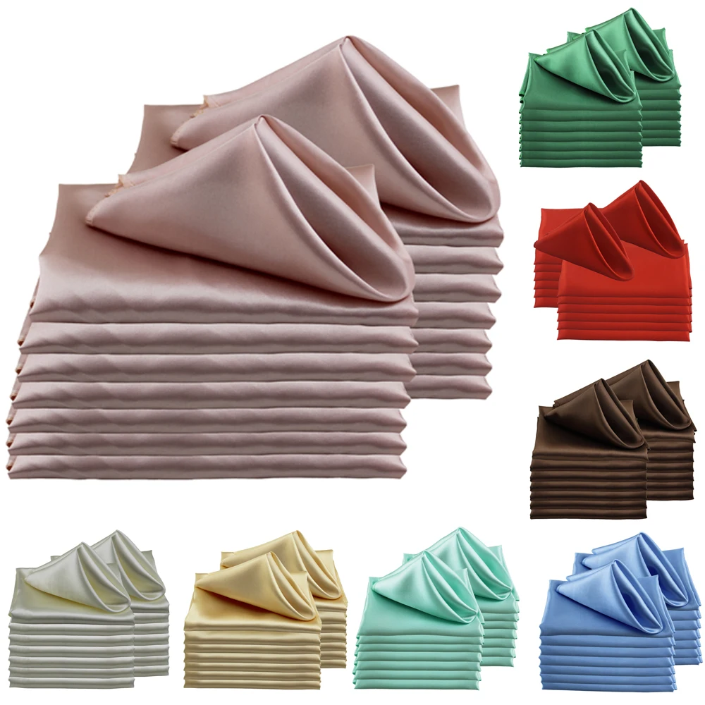 50pc Square 30x30cm Satin Elegant Satin Napkins Perfect For Wedding Graduation & Dinner Parties Restaurant Coffee/Cake Tea Towel