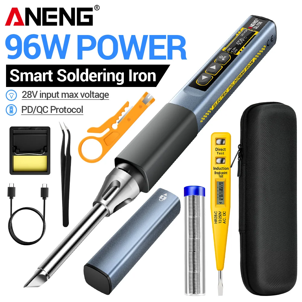 

ANENG SL108 96W Soldering Iron Kit PD QC Fast Heat Digital Adjustable Temperature Portable Welding Tool for Electronic Repair