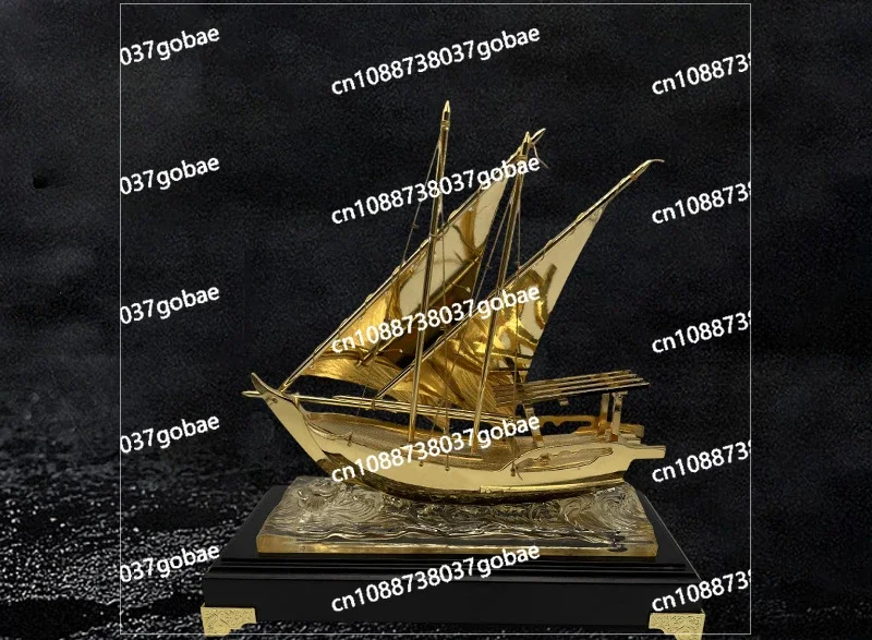 Zinc Alloy Metal Sailing Merchant Ship Ornament, Arab Merchant Ship Handicraft Ornament