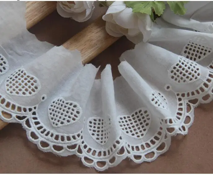 1 Yard Width:4cm Hollow Grid Heart Embroidery Trimming Laces Cotton Fabric Lace for Apparel/Curtain Sewing Accessories(SS-2465)