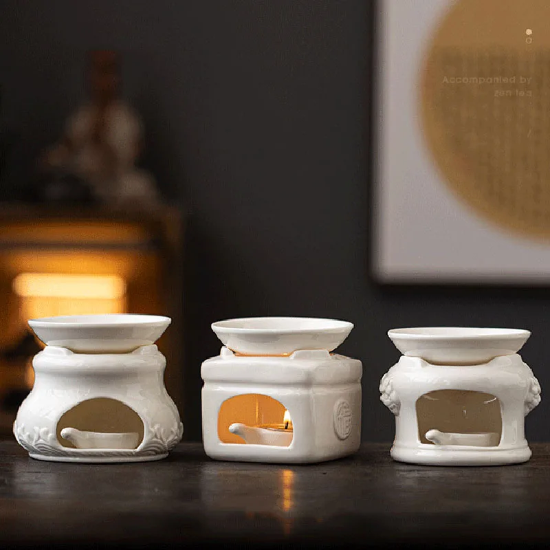 Handgefertigtes Weihrauchtablett aus Keramik mit Blumenfadenimitat – Aroma-Diffusor für Zuhause, Teestube, Lotusblatt-Basis, Buddha-Halle, Weihrauchbrenner – Detail 4
