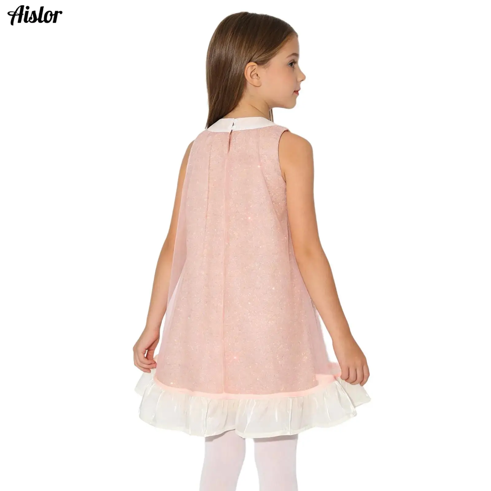 Mädchen-Partykleid aus Mesh – ärmelloses Kleid mit Schleifendetail und weichem Baumwollfutter, Outfit für besondere Anlässe, Kleinkind-Mädchenkleidung