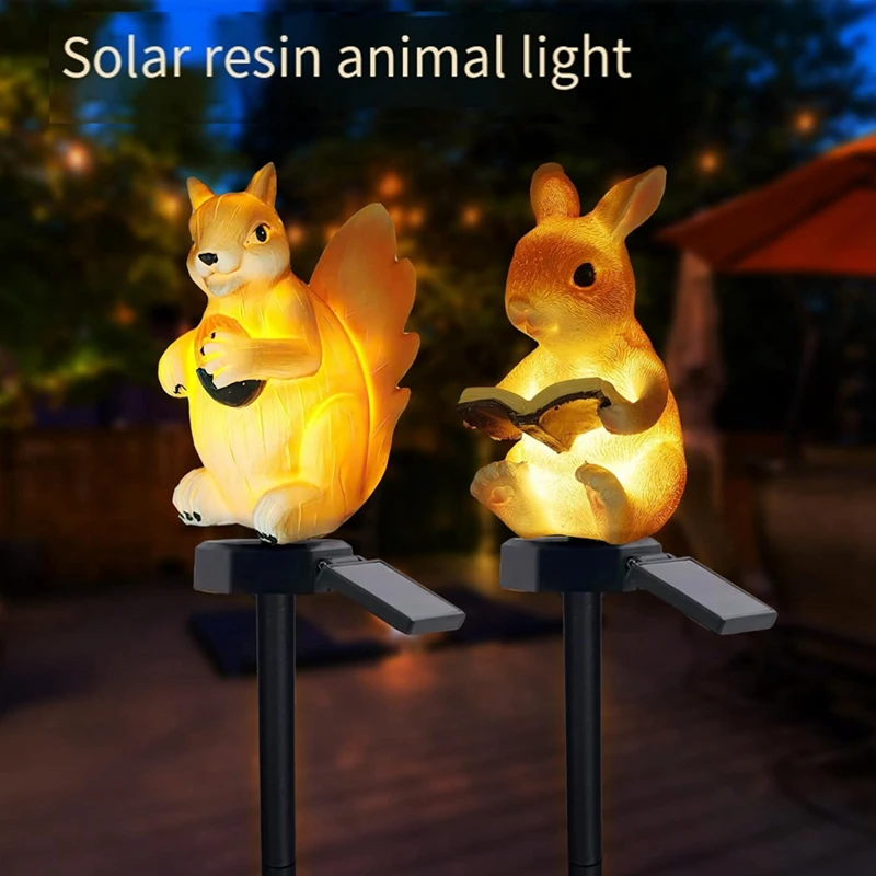 Solar Resin Squirrel Lawn Light, Waterproof Ground Light, Outdoor Garden Landscape Spotlight, Decoração de iluminação