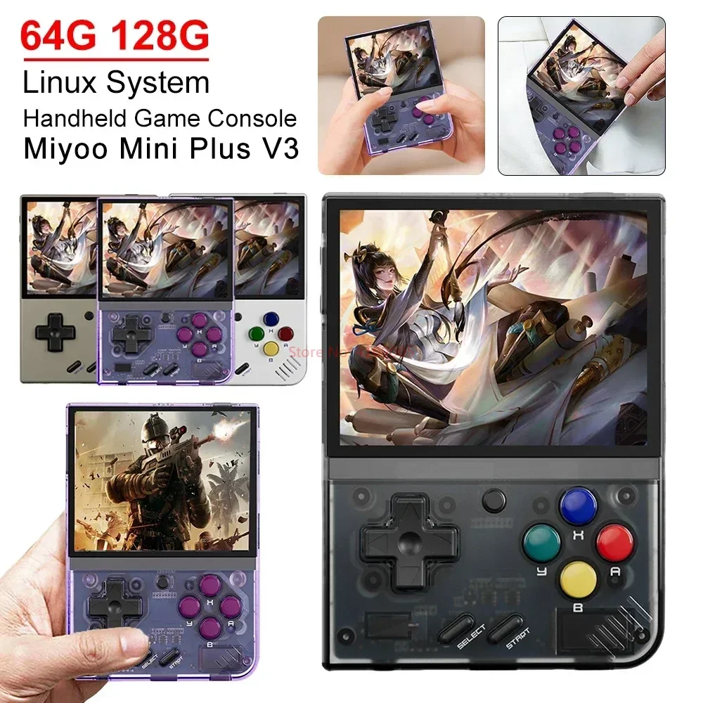 Cross-border new Miyoominiplus open source handheld wireless retro ps2 arcade hd tv game console  Screen Linux System