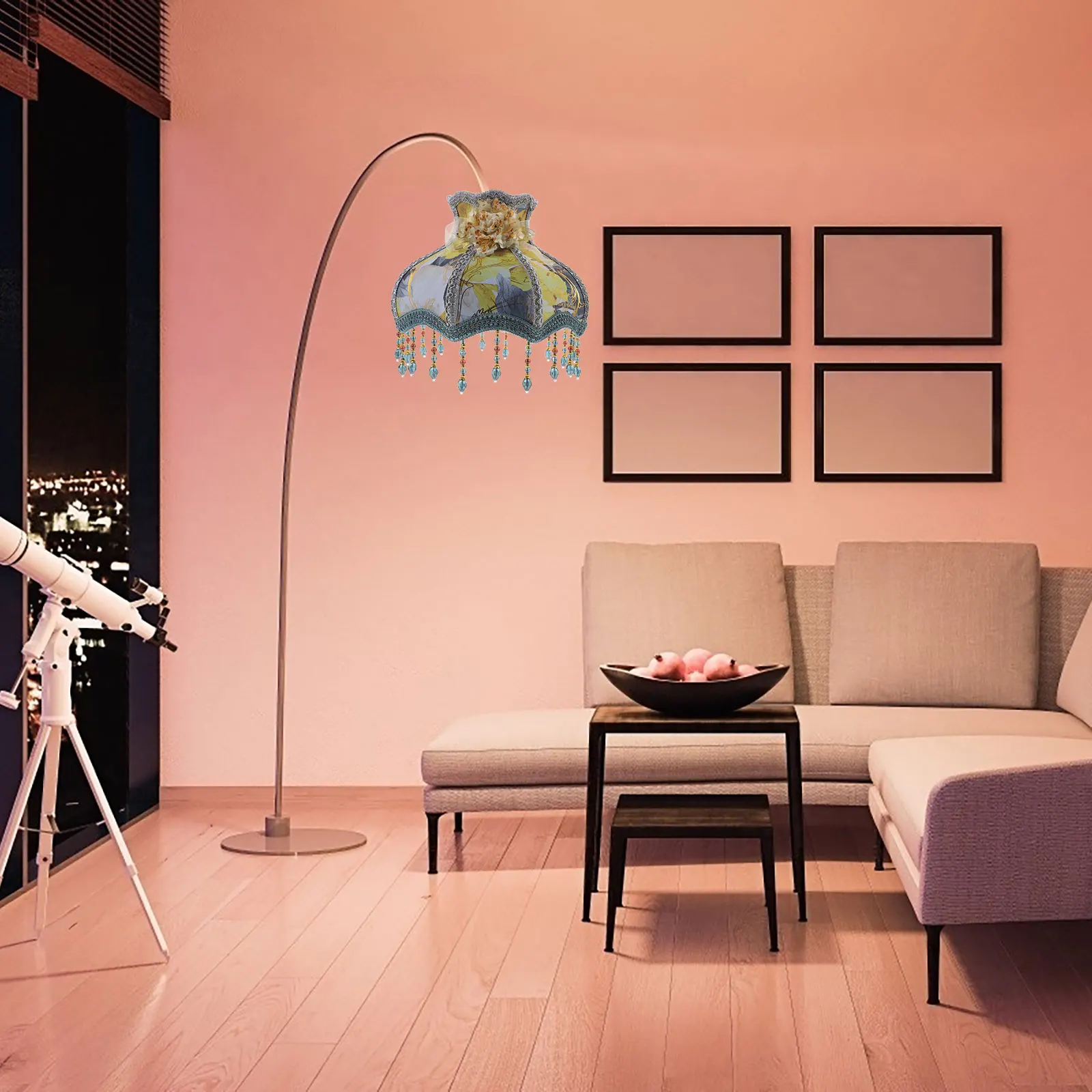 

European Style Fringe Bead Lampshade Cloth Light Covers for Table Floor Lamps Vintage Hotel Shades