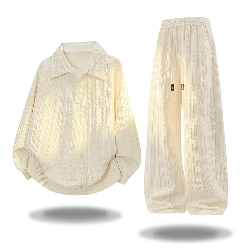 

2026 New Autumn Fashion Men Wear Plus-size Pullover Straight-leg Pants Plus-size Japanese-style Casual Sportswear Set for Men