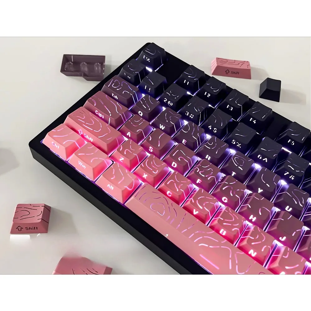 

Магнитный переключатель, колпачки для клавиш из ПБТ, вишневый профиль, боковая печать, черный, полный набор для игровой клавиатуры