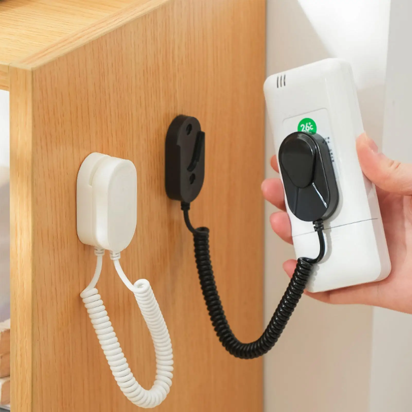Magnetic Remote Holder TV Remote Holder with Retractable Spring Rope Anti-Lost Controller Bracket for RV Bedroom Home Wall