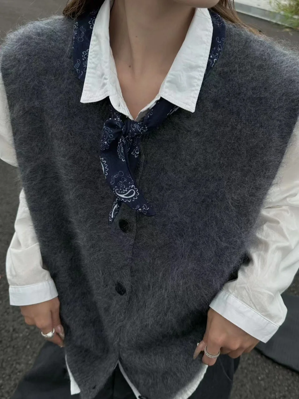 

00% чистая шерсть, длинный круглый жилет Ne, женская зимняя коллекция, цветная трикотажная одежда