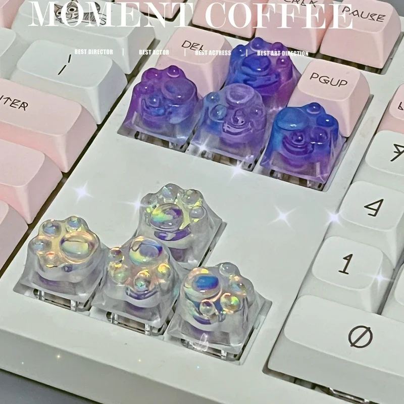 

DIY Laser Cat Claw Keycap Transparent Mechanical Keyboard Computer Button Personalized Crystal Cherry MX Axis Keycap