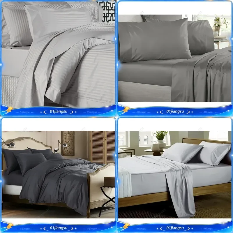 1200TC 100% Egyptian Cotton Bed Sheets Set Flat Fitted Sheet Duvet Cover Solid Color Customizable US AU Size Luxury Soft
