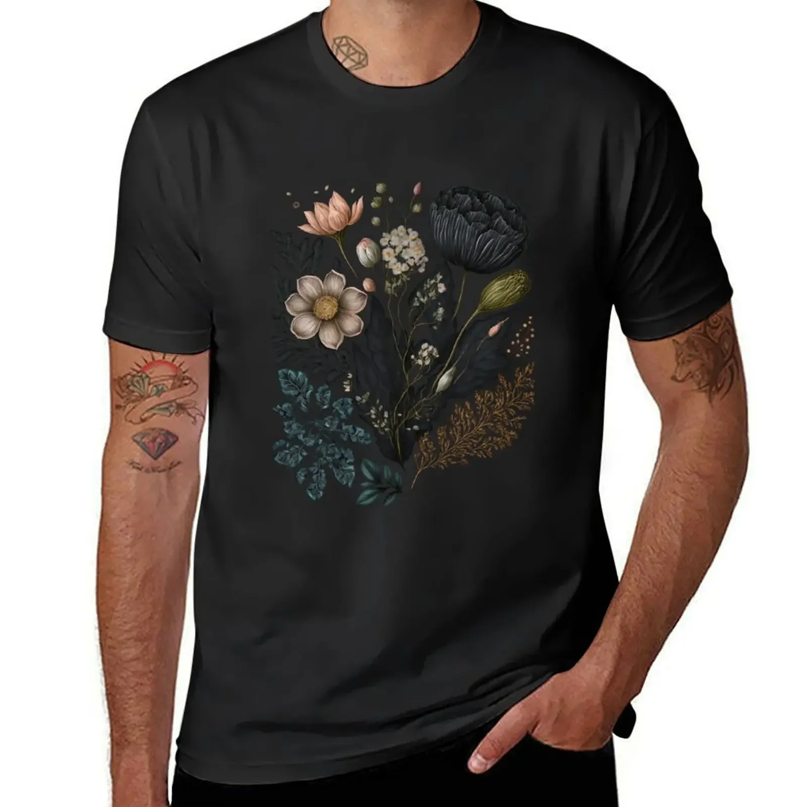 

Dark Academia Botanical Art T-Shirt graphic shirts customs design your own summer top Men's t-shirt