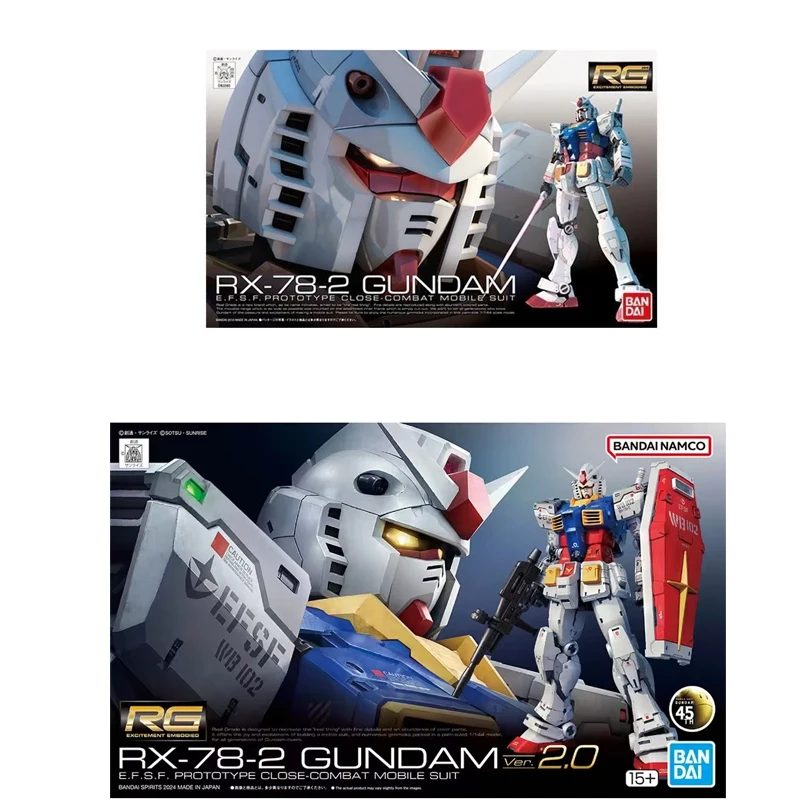 BANDAI ANIME GUNDAM RX-78-2 VER. 2.0 RG 1/144 ASSEMBLY MODEL TOYS ACTION FIGURE GIFTS COLLECTIBLE ORNAMENTS KID