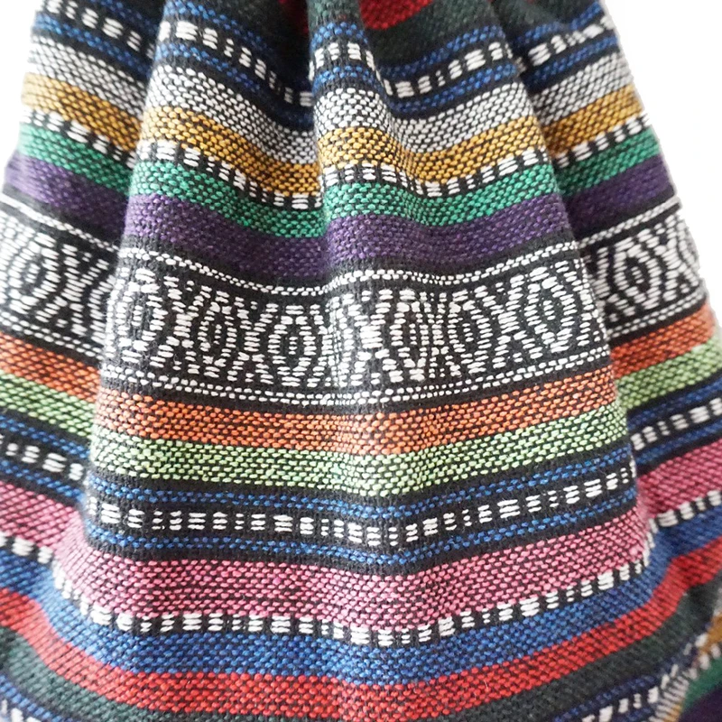 2024 Female Vintage Backpack Gypsy Bohemian Hippie Tribal Ethnic Retro Folk Boho Knitting Woven Cottagecore Drawstring Sack Bag