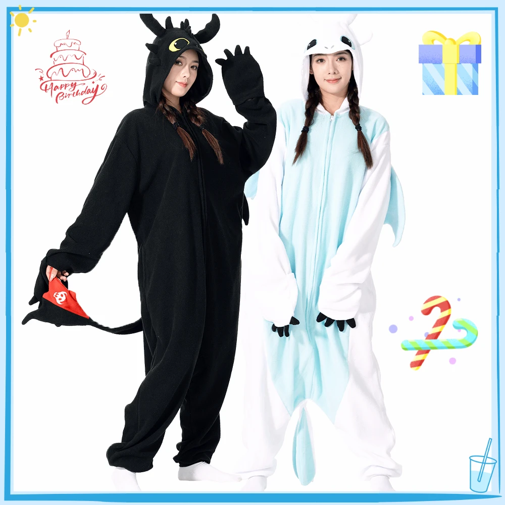 2024 New Kigurumi Onesie Cartoon Tothless Pajamas For Adult Women Men Animal Pyjamas Homewear Halloween Cosplay Party Costume