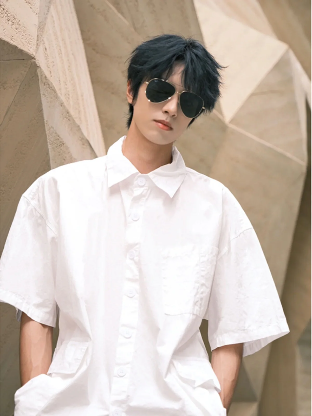 

Молодежная белая рубашка с коротким рукавом для мальчиков, летняя, с чистым кроем, высококачественная верхняя одежда из 100% хлопка