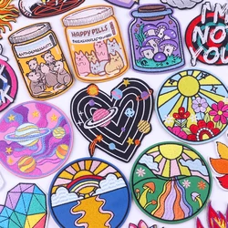 Cartoon Embroidery Patch Space Flower Animal Patch Iron On Patches For Clothing thermoadhesive patches On Clothes Jacket Sew DIY