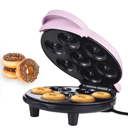 Donut Maker Machine 700W Double-sided Heating Non-stick Coating 7 Doughnuts Electric Donut Maker Machine for Breakfast Dessert