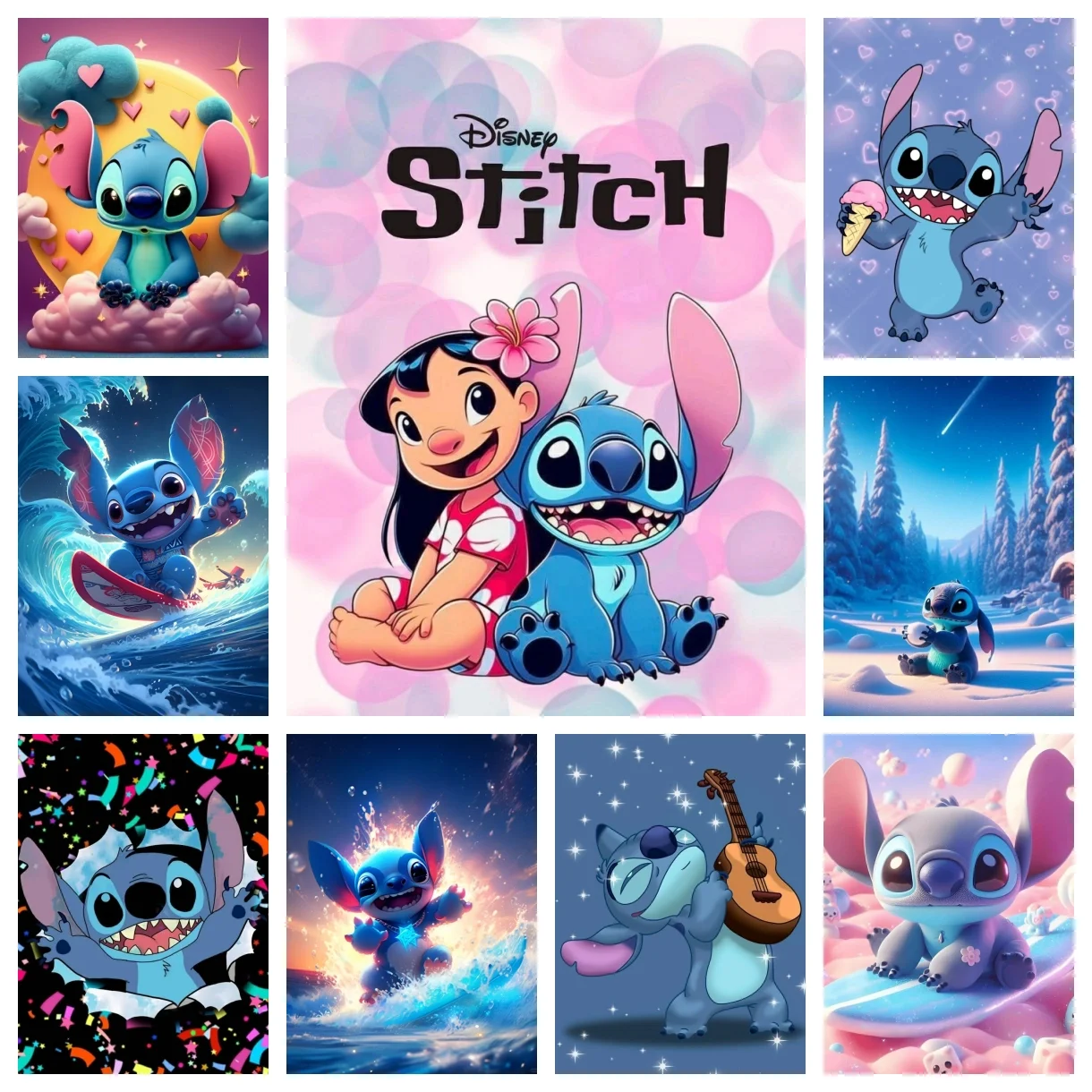 

Cute Lilo Stitch and Angel Disney Cartoon 5d AB Diamond Painting Fantasy Sweet Dream Stitch Anime Mosaic Cross Stitch Decoration