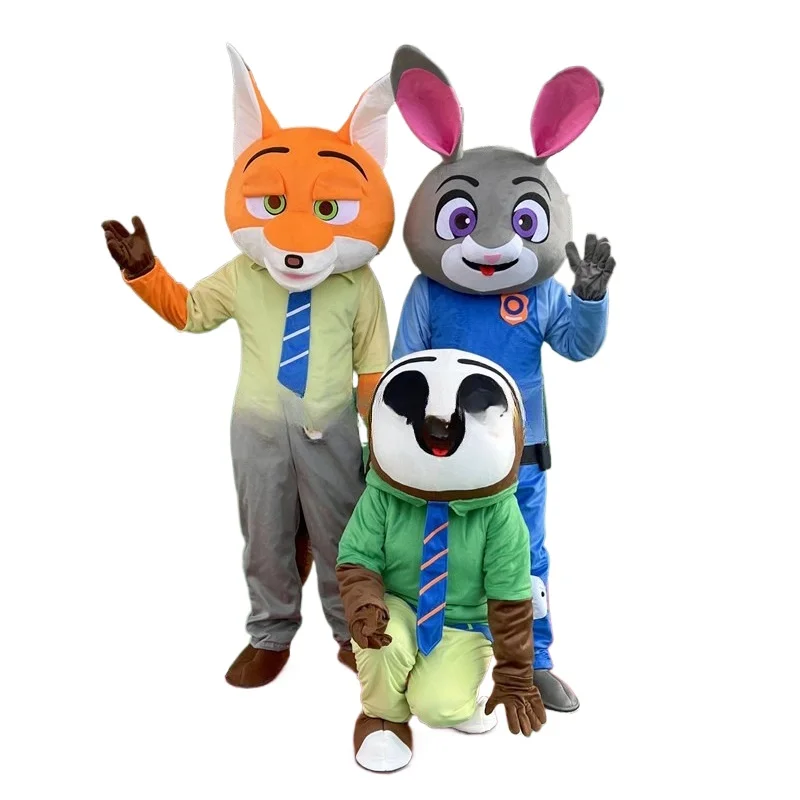

Zootopia Cartoon Doll Costume Rabbit Judy Fox Nick Walking Prop Show Cos Doll Costume for Halloween Party Stage Performance