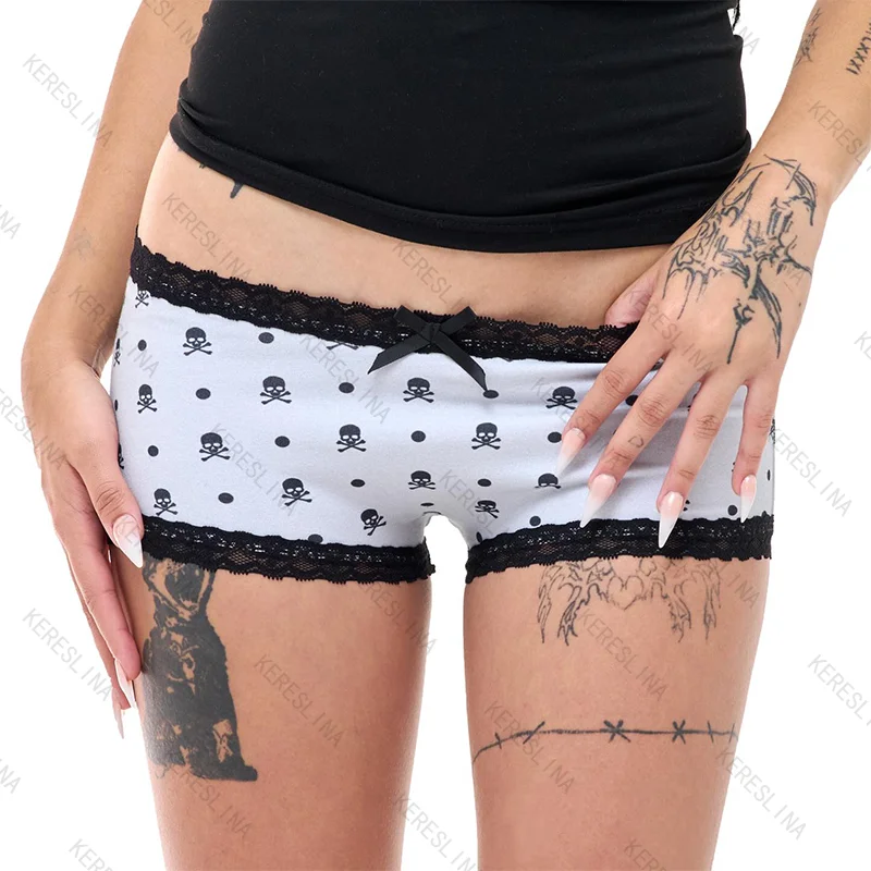 Punk hip-hop rock sexy spicy girls style lace bow mini shorts summer Europe and America trendy fashionable versatile mini shorts