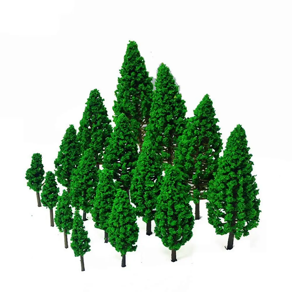 

30pcs DIY Scale Materials Railroad Decor Buliding Layout Artificial Cedar Tree Miniature Model Green Scenery Scene Model