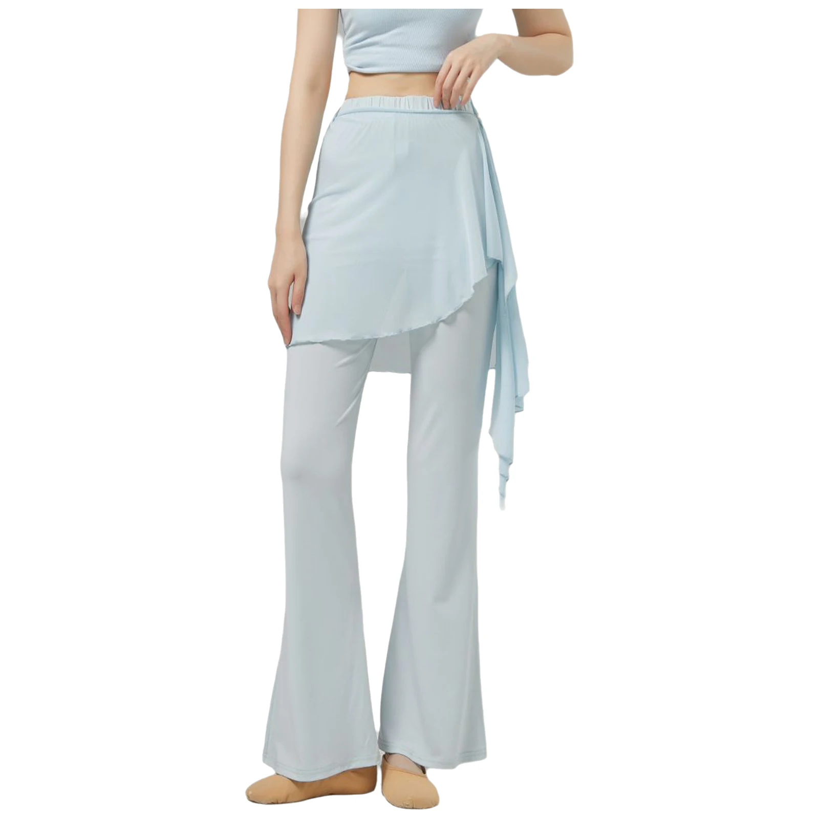 

Womens Dance Pants Slightly Flared Long Pants with Irregular Overlay Hip Wrap Dance Costume for Lyrical Dance Ballet Dance
