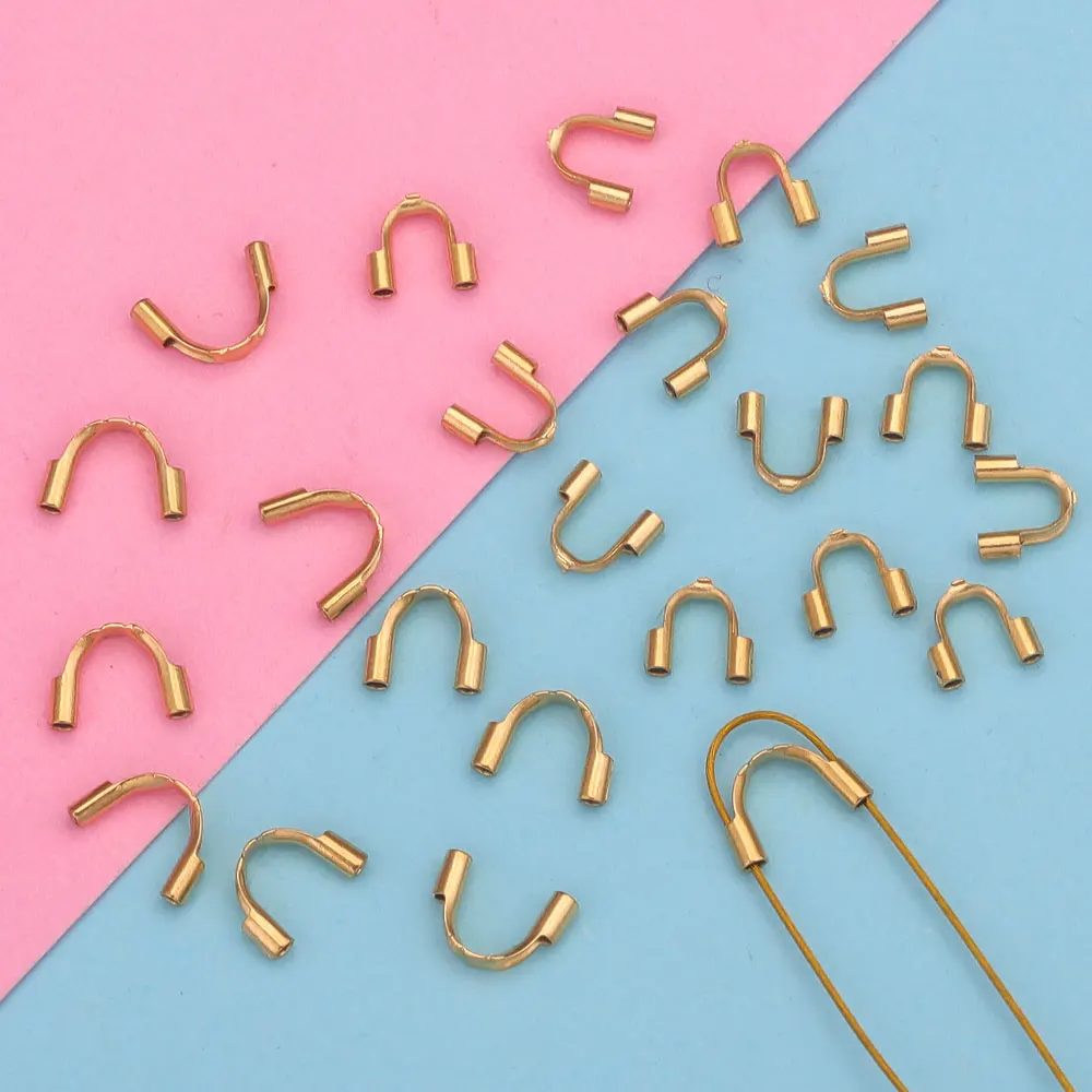 50pcs U Shape Clasps Wire Protectors Wire Guard Guardian Protectors loops Connector For Jewelry Making Wire Protectors DIY