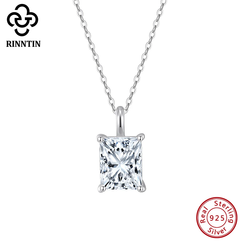 

Rinntin 8A Premium Cubic Zirconia Pendant Chain Necklace Minimalism Soild 925 Sterling Silver Charm CZ Chokers Necklace LZN25