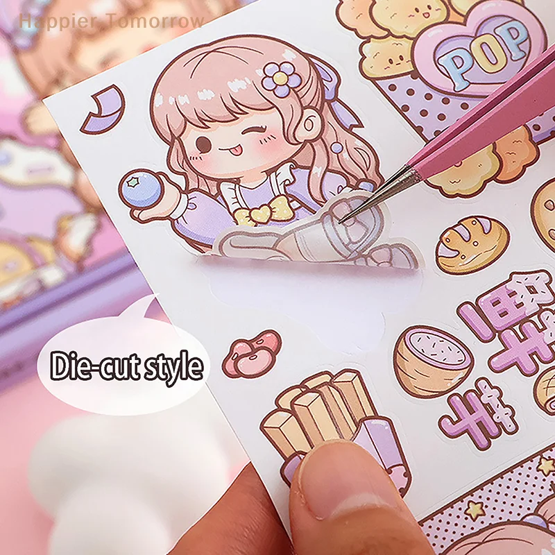 Telado Fang Fang Sticker Handheld Ledger Cute Cartoon Ins Style Girl And Paper Handheld Ledger Sticker