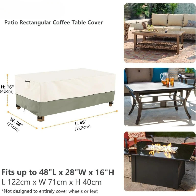 

Outdoor coffee table cover, waterproof rectangular patio small side table cover, outdoor furniture cover