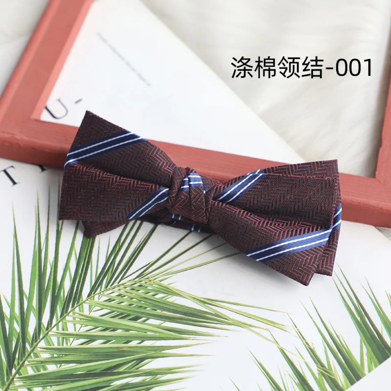 Мужской деловой повседневный галстук-бабочка из полиэстера и хлопка в полоску-бабочку в горошек