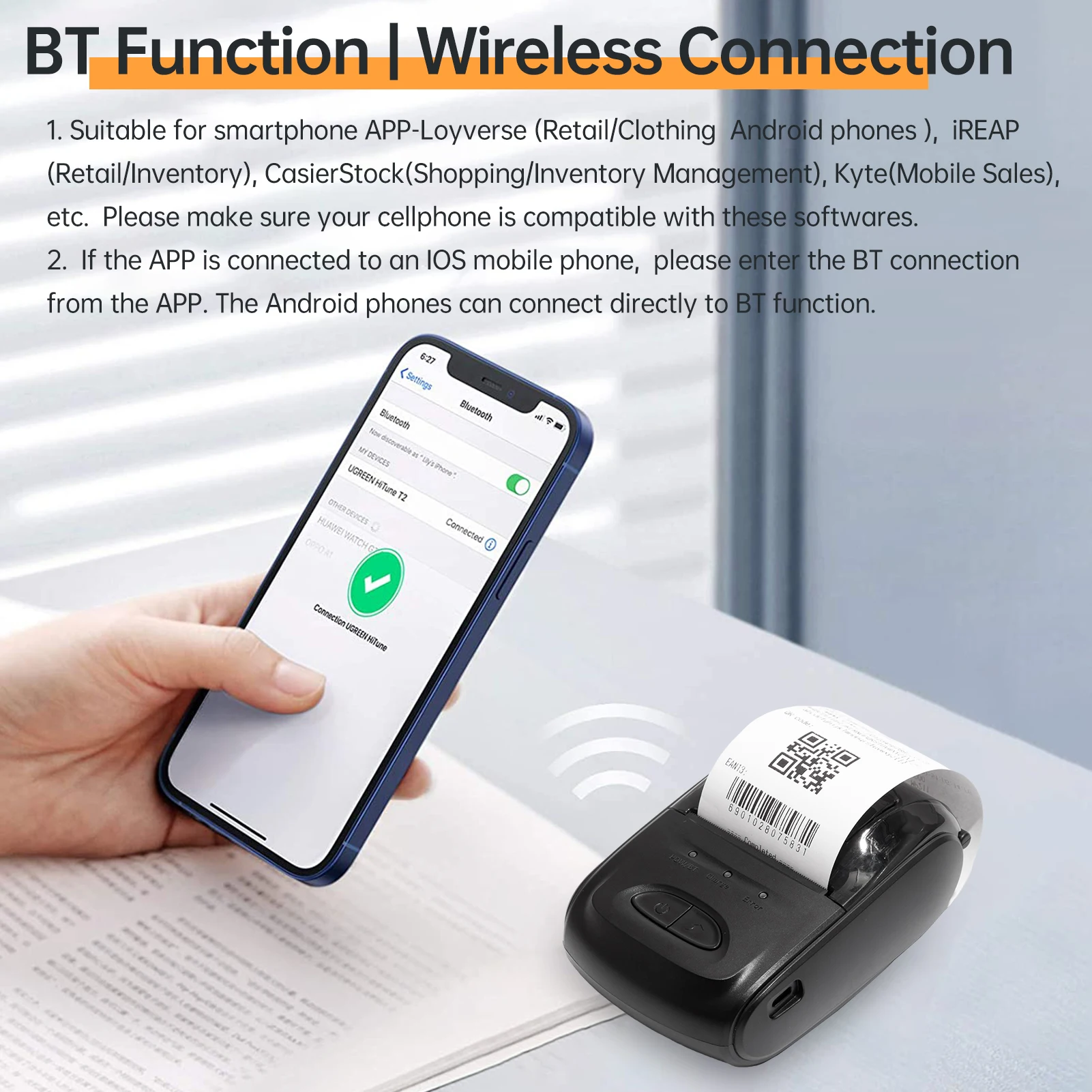 Impresora Inalámbrica de Recib - Bluetooth Portable Thermal Receipt Printer 58Mm reseña y precio